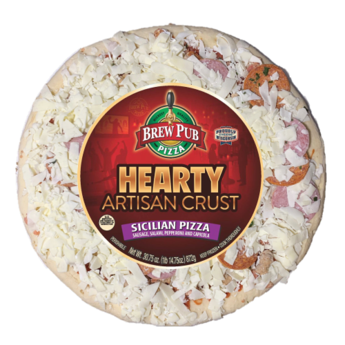 Brew Pub Hearty Artisan Crust Sicilian Pizza Perspective: front
