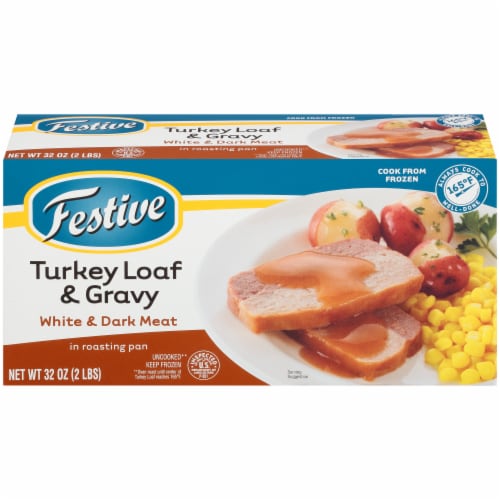 Festive White & Dark Meat Turkey Loaf & Gravy in Roasting Pan, 32 oz