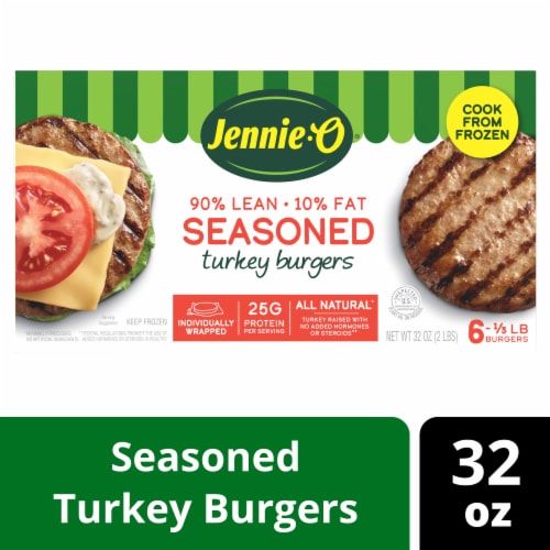 Jennie-O® Frozen Seasoned Turkey Burgers Perspective: front