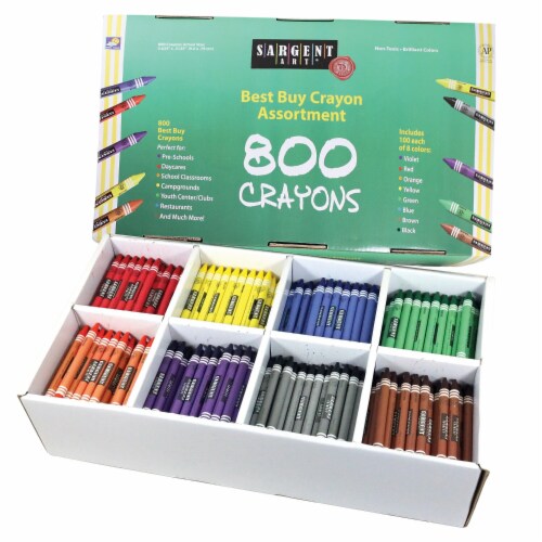 Sargent Art Best Buy Crayon 800 Assortment Std Crayons 100Ea Color 553280 Perspective: front