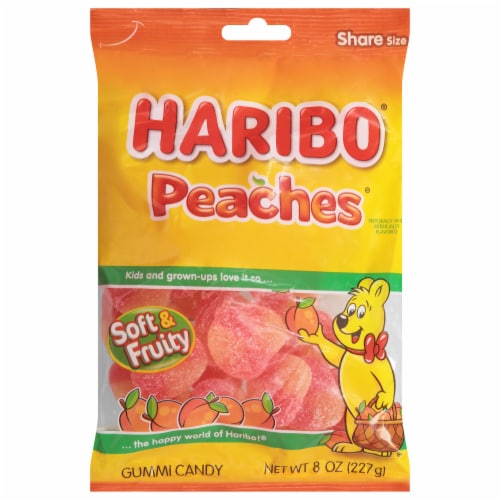 Haribo Peaches Gummi Candy, 8 oz - Gerbes Super Markets