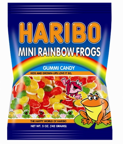 Haribo Gummi Candy, Mini Rainbow Frogs, 5 oz. Bags (12 count) Perspective: front