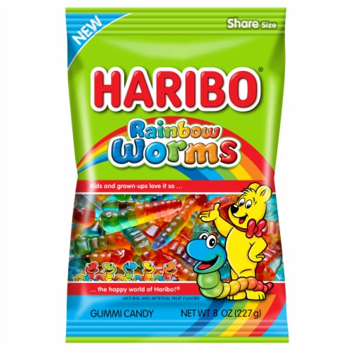Haribo® Confectionery Rainbow Gummy Worms Perspective: front