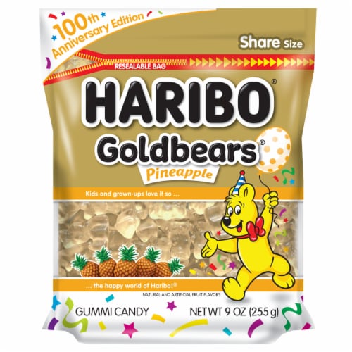 Haribo® Pineapple Goldbears® Share Size Gummy Candy Perspective: front