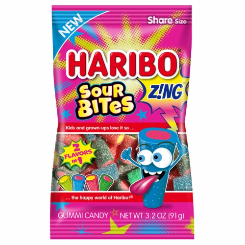 Haribo Zing Sour Bites Gummi Candy Perspective: front