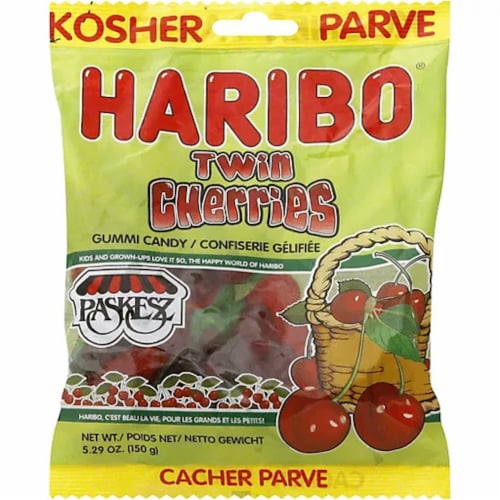 Haribo Kosher Twin Cherries Gummi Candy Perspective: front