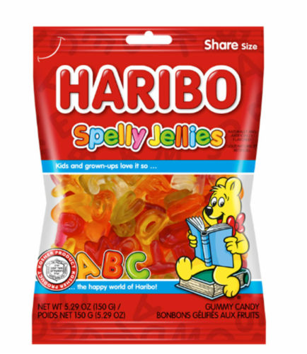 Haribo Spelly Jellies Alphabet Letters Gummy Candy Perspective: front