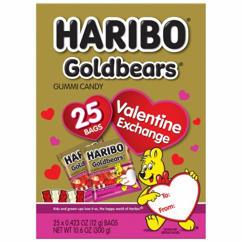 Haribo® Goldbears® Gummi Candy Valentine Exchange Box Perspective: front