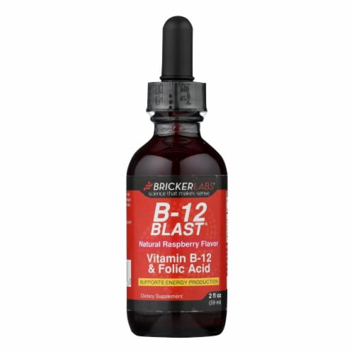 Bricker Labs Blast B12 Natural Raspberry Vitamin B12 and Folic Acid Perspective: front