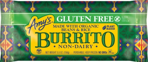 Amy's® Frozen Organic Non-Dairy Gluten Free Bean & Rice Burrito Perspective: front