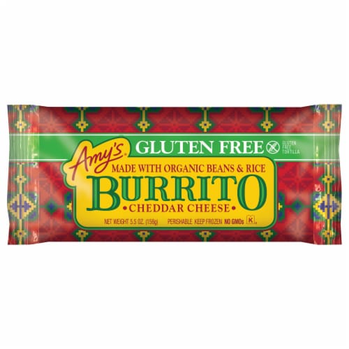 Amy's® Organic Beans and Rice Cheddar Cheese Burrito Perspective: front