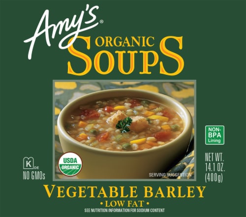 Amy's® Organic Vegetable Barley Soup Perspective: front
