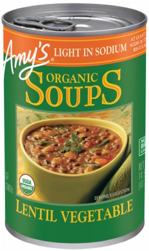 Amy's Organic Light in Sodium Lentil Vegetable Soup Perspective: front