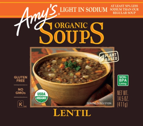 Amy's® Organic Light in Sodium Lentil Soup Perspective: front