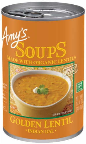 Amy's Indian Dal Golden Lentil Soup Perspective: front