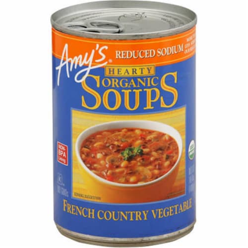 Amy's Reduced Sodium French Country Vegetable Hearty Organic Soup Perspective: front
