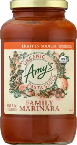 Amy's Organic Light in Sodium Family Marinara Pasta Sauce Perspective: front
