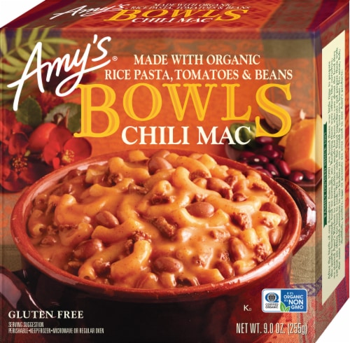 Amys Chili Mac Bowl Frozen Meal Perspective: front