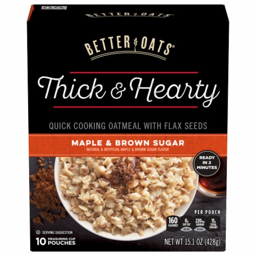 Better Oats® Thick & Hearty Maple & Brown Sugar Instant Oatmeal Perspective: front