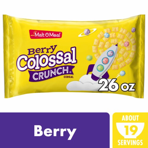 Malt-O-Meal Berry Colossal Crunch Family Size Bag Cereal Perspective: front