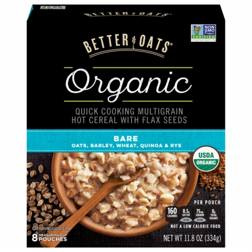 Better Oats Organic Bare Instant Multigrain Hot Cereal 8 Count Perspective: front