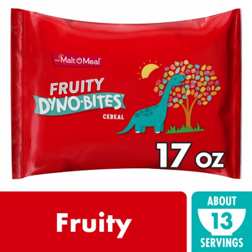 Malt O Meal Fruity Dyno-Bites Bag Cereal Perspective: front