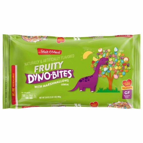 Malt-O-Meal® Fruity Dyno-Bites with Marshmallows Bag Cereal Perspective: front
