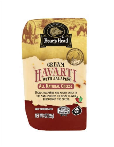 Boar's Head Cream Havarti Cheese with Jalapeño Perspective: front