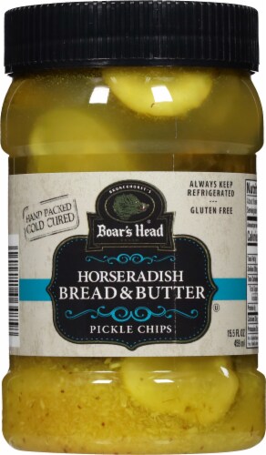 Boar's Head Horseradish Bread & Butter Pickle Chips Perspective: front