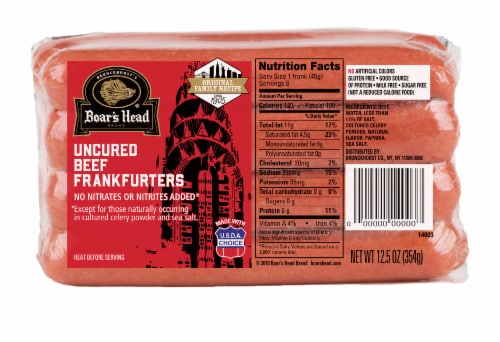 Boar's Head Uncured Beef Frankfurters Perspective: front