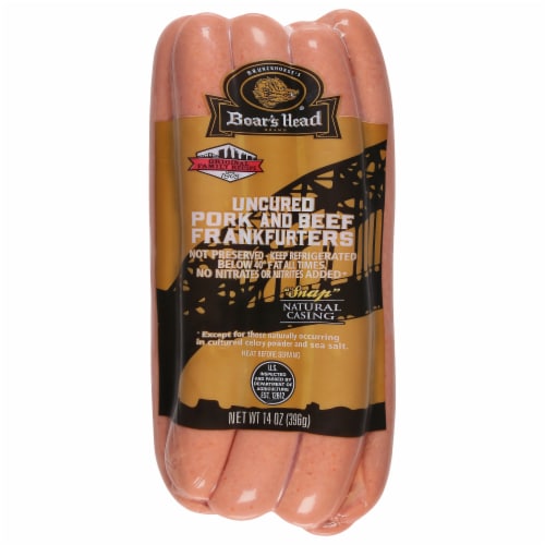 Boar's Head Uncured Pork & Beef Frankfurters Perspective: front
