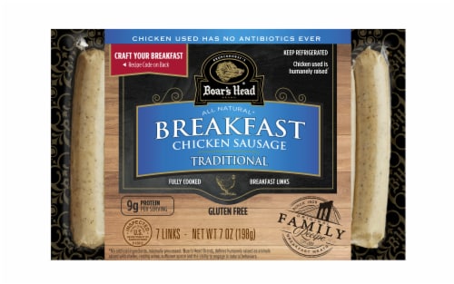 Boar's Head All Natural Chicken Sausage Traditional Breakfast Links Perspective: front