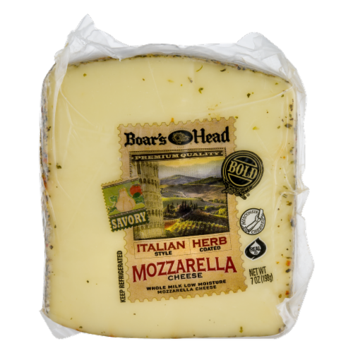 Boar's Head Italian Style Herb Coated Mozzarella Cheese Perspective: front