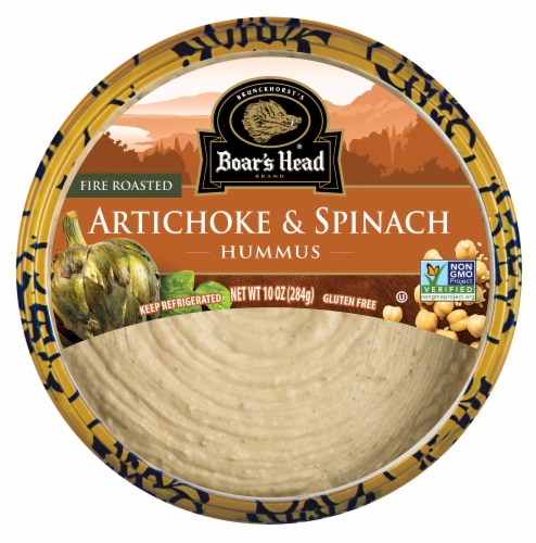 Boar’s Head Fire Roasted Artichoke & Spinach Hummus 10 oz Perspective: front