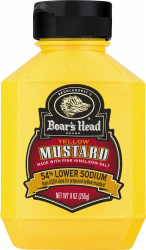 Boar's Head 54% Lower Sodium Yellow Mustard Perspective: front