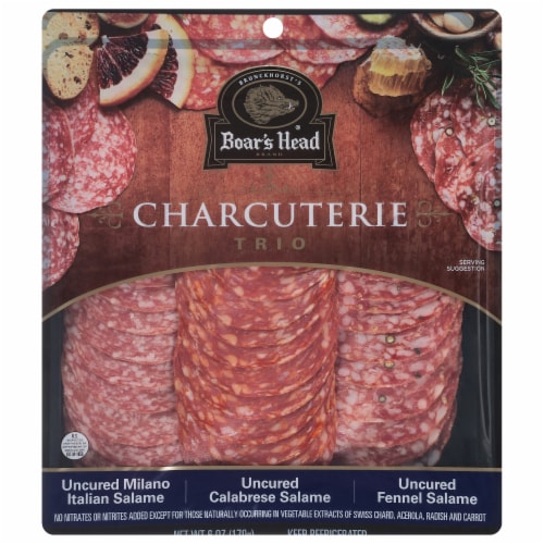 Boar's Head Charcuterie Trio: Milano Italian Salame, Fennel Salame, and Calabrese Salame Perspective: front