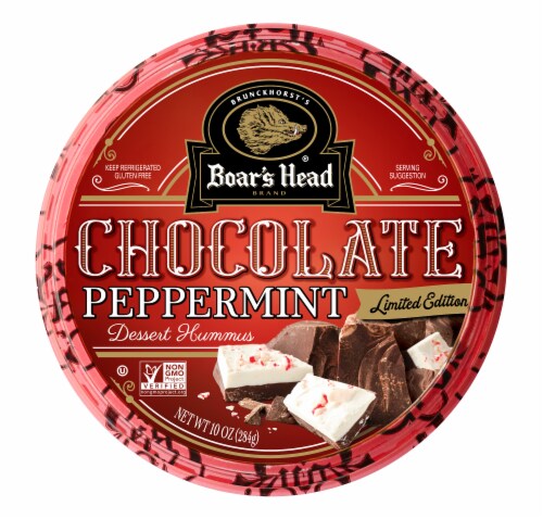 Boar's Head Chocolate Peppermint Dessert Hummus 10 oz Perspective: front