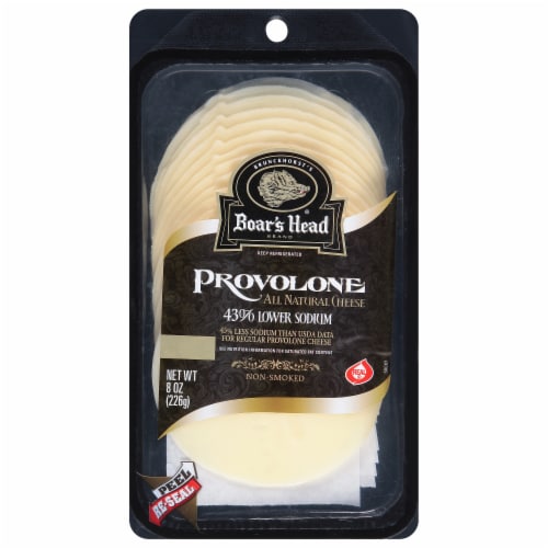 Boar's Head Pre-Sliced Lower Sodium Provolone Cheese Perspective: front