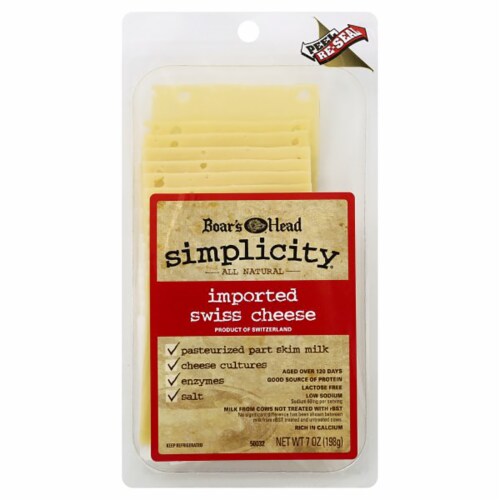 Boar's Head Simplicity Imported Swiss Cheese Slices Perspective: front