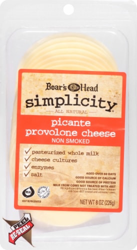 Boar's Head Simplicity Picante Provolone Cheese Slices Perspective: front
