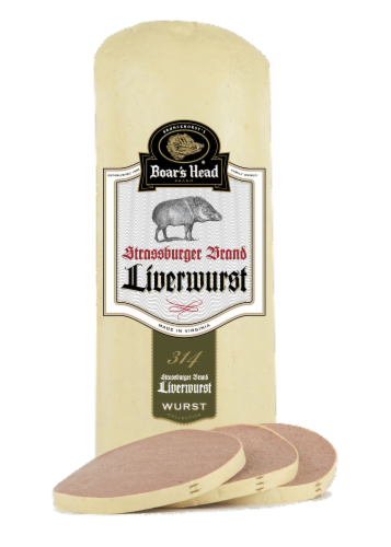 Boar's Head Strassburger Liverwurst Fresh Sliced Deli Meat Perspective: front