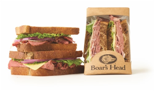 Boar's Head Grab N Go Handcrafted Pastrami Swiss on Rye Sandwich Perspective: front