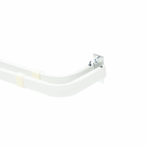 Kenney® Fast Fit™ Easy Install Basic Adjustable Double Curtain Rod - White Perspective: front