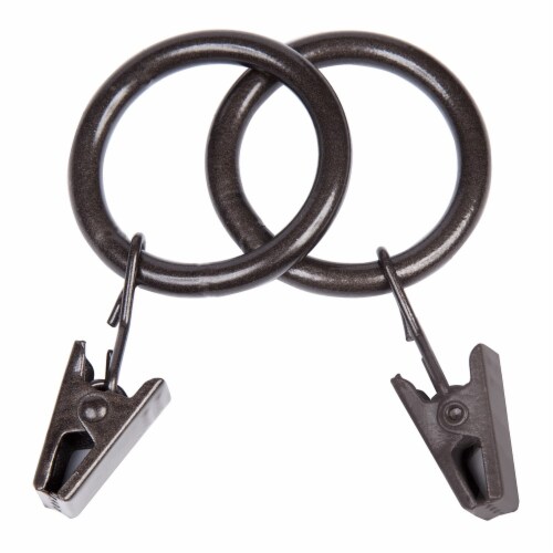 Kenney Manufacturing Company Curtain Rod Clip Rings - Dark Brown Perspective: front