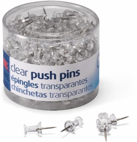 OIC Push Pins, Clear - 200 pins