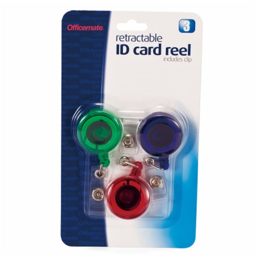 Officemate ID Card Retractable Reels with Clips - Assorted - 3