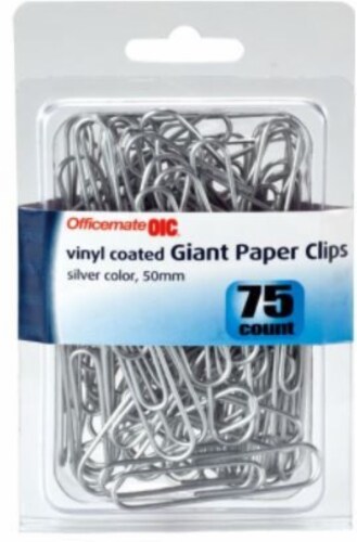 Officemate® Giant Vinyl Coated Paper Clips - Silver Perspective: front