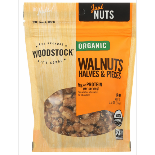 Woodstock Foods Organic Walnuts Halves and Pieces 5.5 oz Pkg