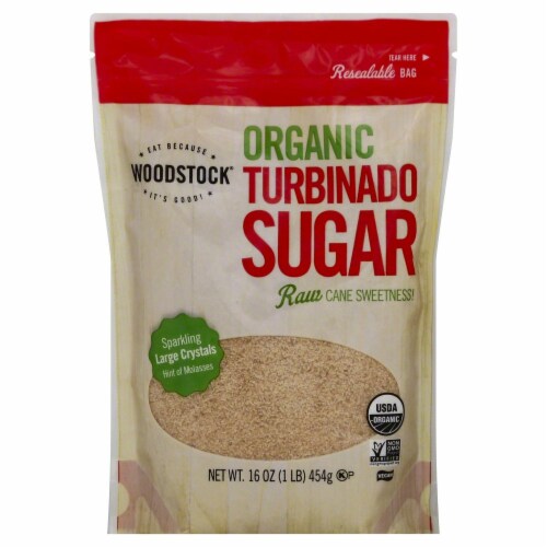 Woodstock Farms Organic Turbinado Sugar Perspective: front