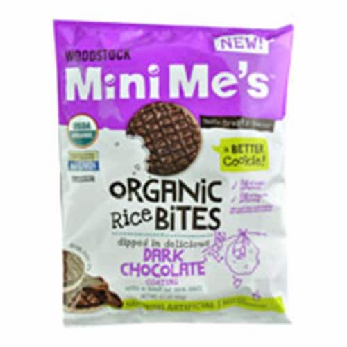 Woodstock Mini Mes Organic Rice Bites Dark Chocolate - 2.1 Ounce Perspective: front